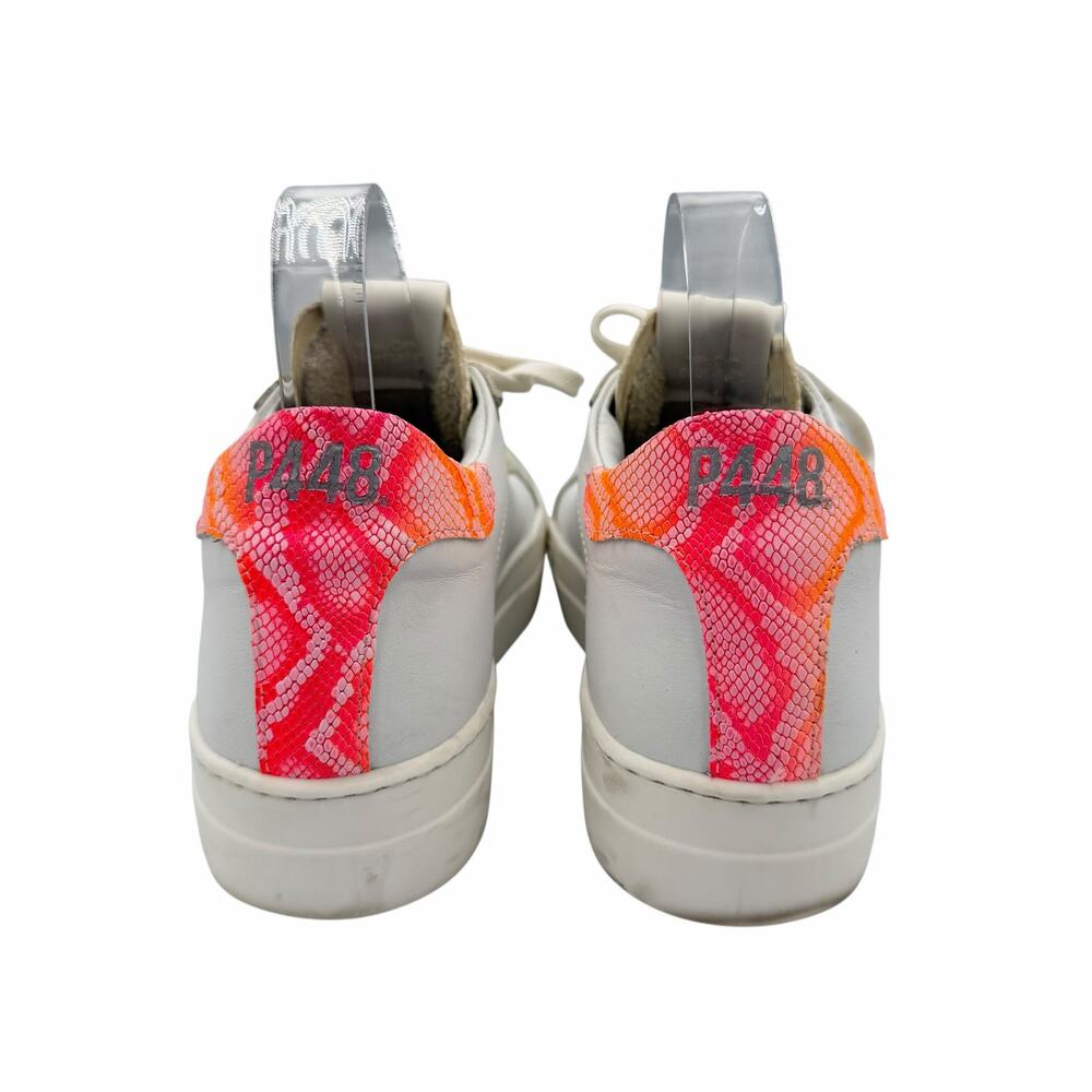 P448 Thea Two Tone White Leather Neon Snakeskin Heel Chunky Streetwear Sneakers - Picture 5 of 10